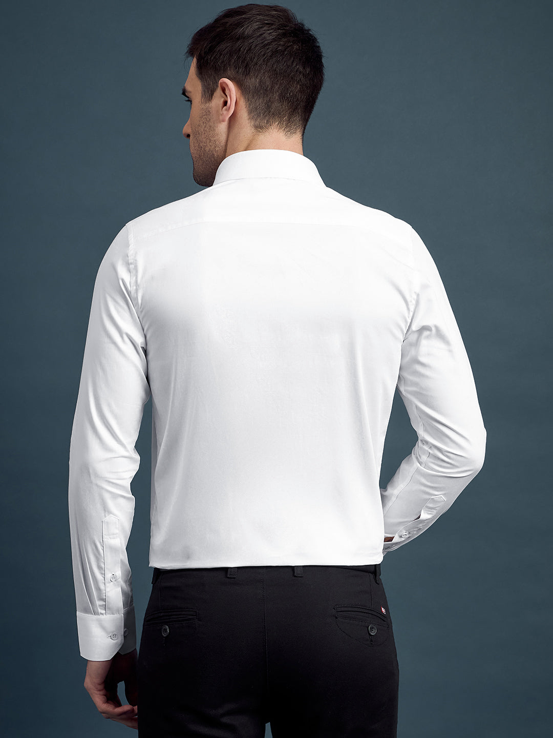 Men's Slim Fit Solid White Formal Shirt