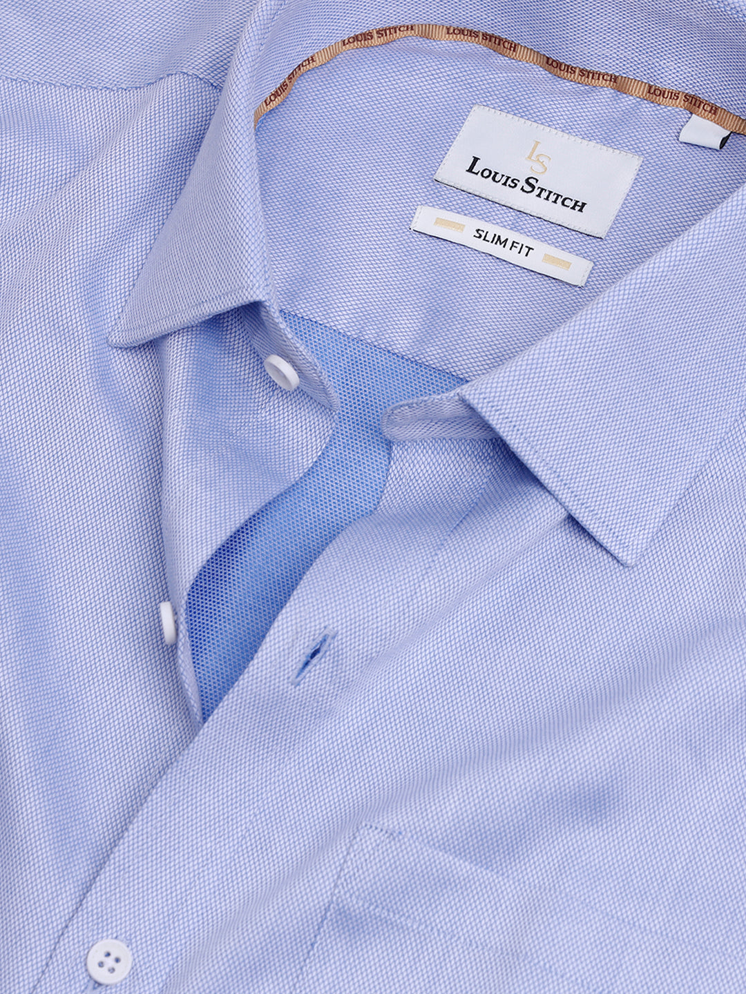 Men's Slim Geometric Fit Blue Formal Shirt