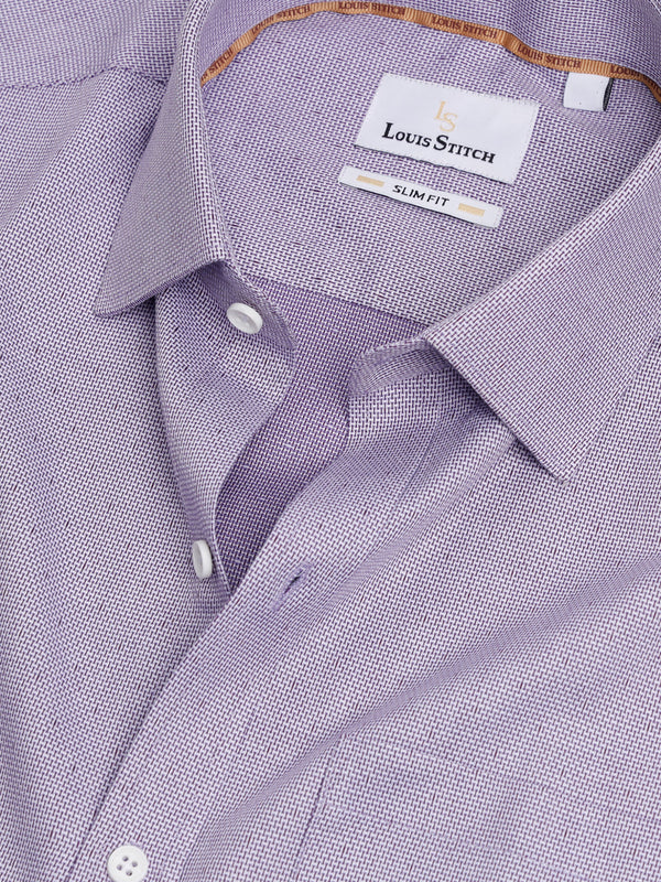 Men's Slim Fit Geometric Purple Formal Shirt