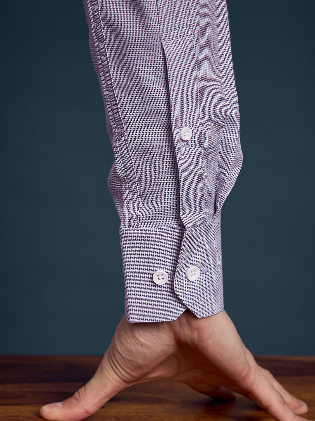 Men's Slim Fit Geometric Purple Formal Shirt