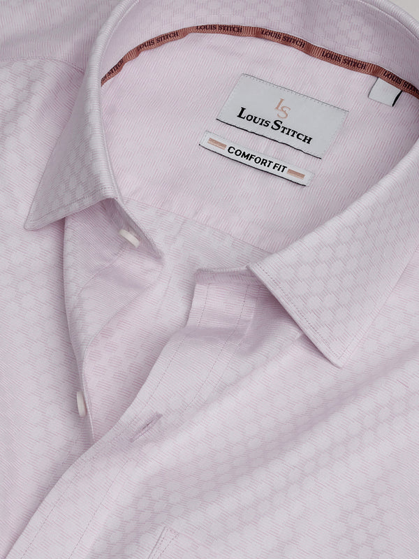 Men's Regular Fit Geometric Pink Formal Shirt