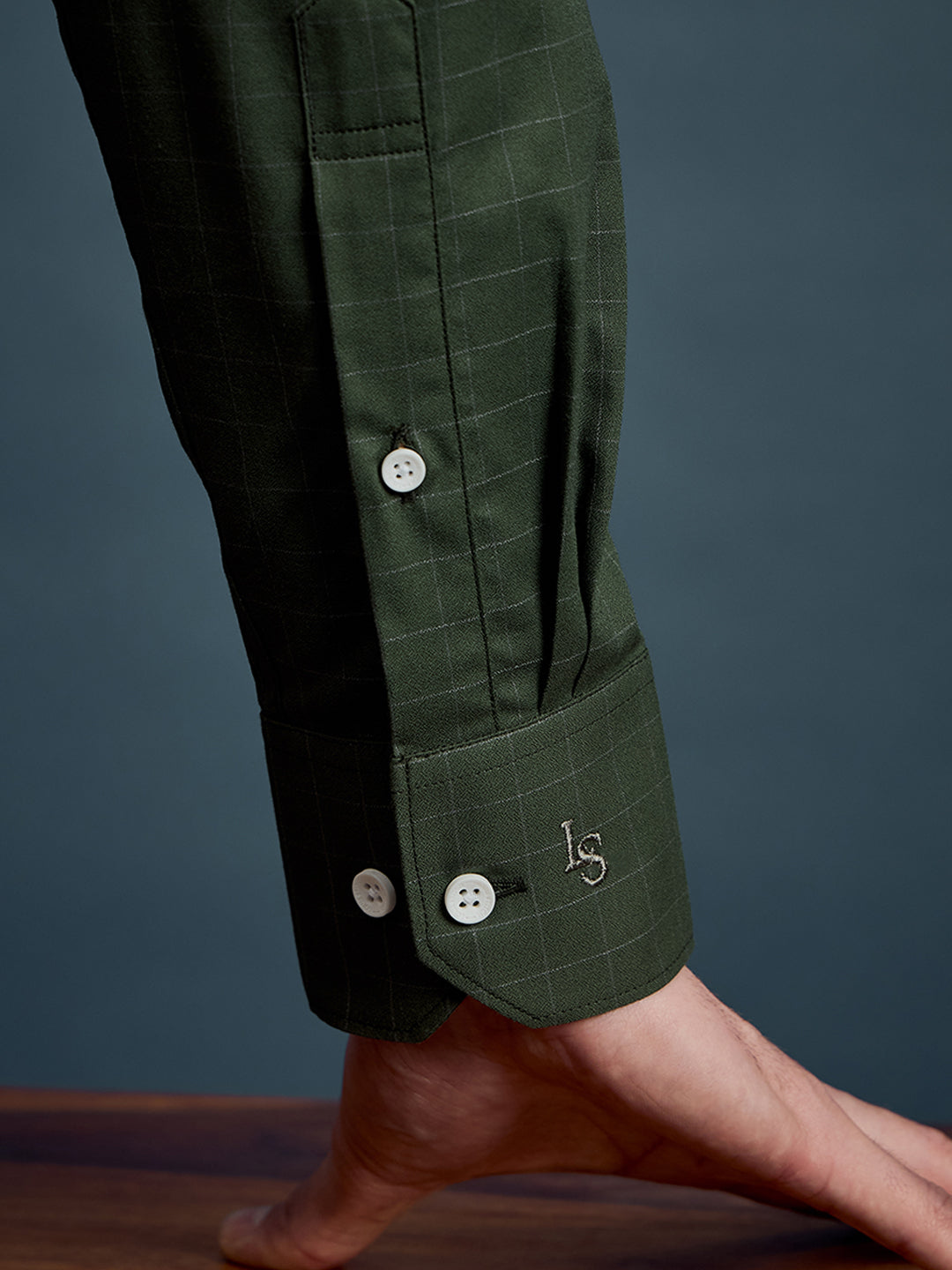 Men's Regular Fit Checkered Green Formal Shirt