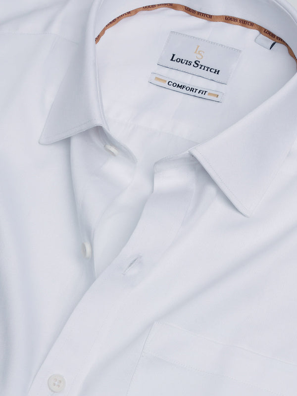 Men's Regular Fit Solid White Formal Shirt
