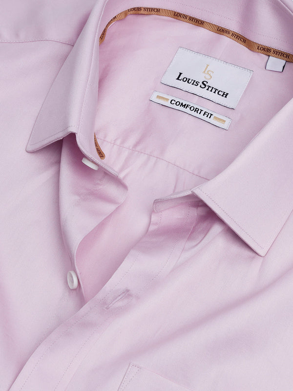 Men's Regular Fit Solid Pink Formal Shirt