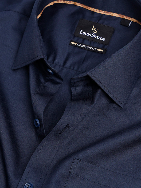 Men's Regular Fit Solid Navy Formal Shirt