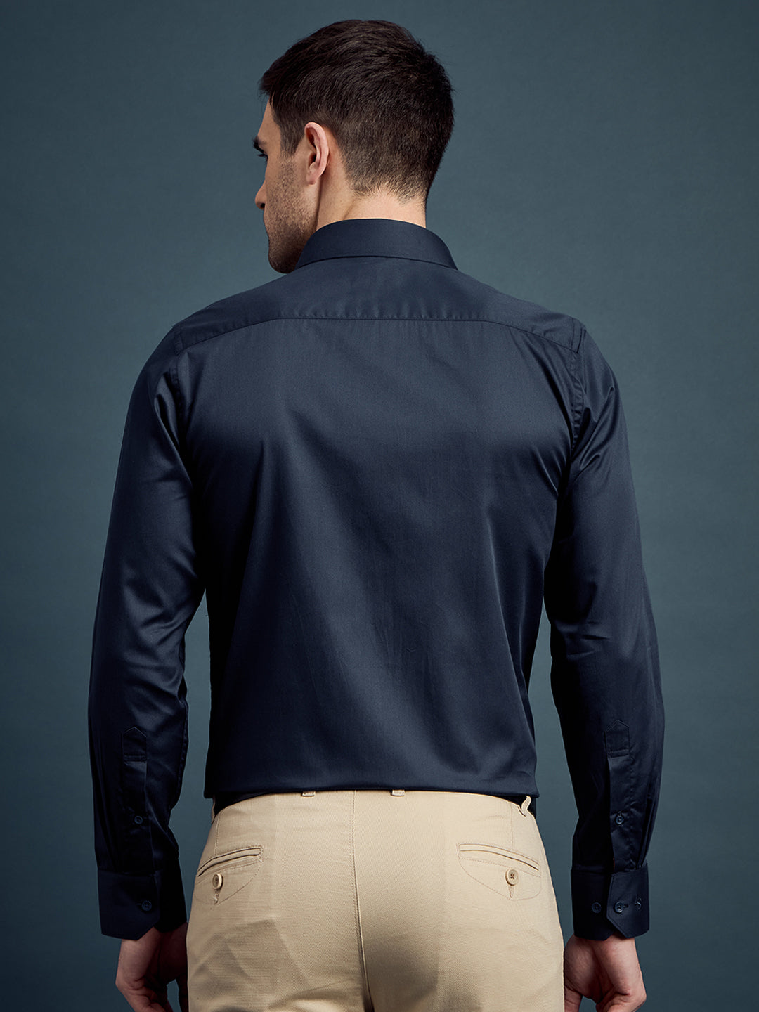 Men's Regular Fit Solid Navy Formal Shirt