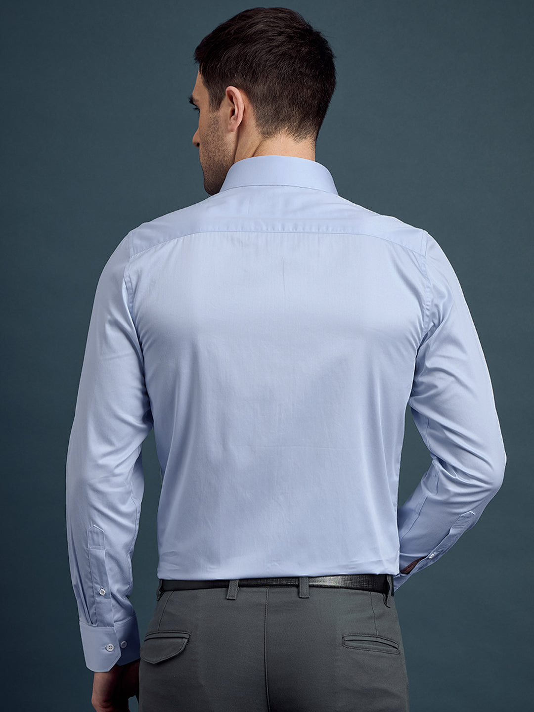 Men's Regular Fit Solid Sky Blue Formal Shirt