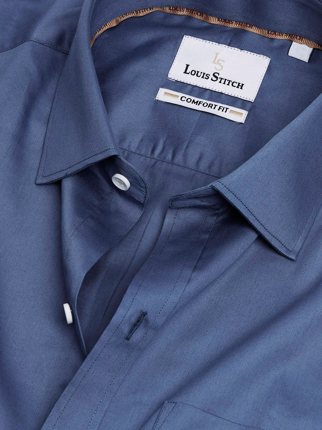 Men's Regular Fit Solid Blue Formal Shirt