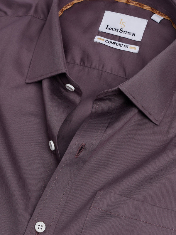 Men's Regular Fit Solid Purple Formal Shirt