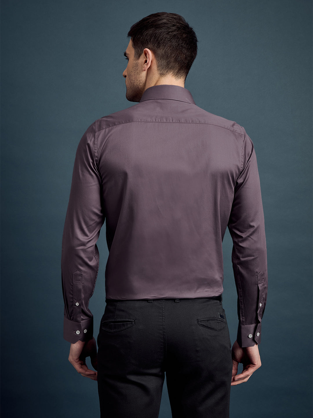 Men's Regular Fit Solid Purple Formal Shirt