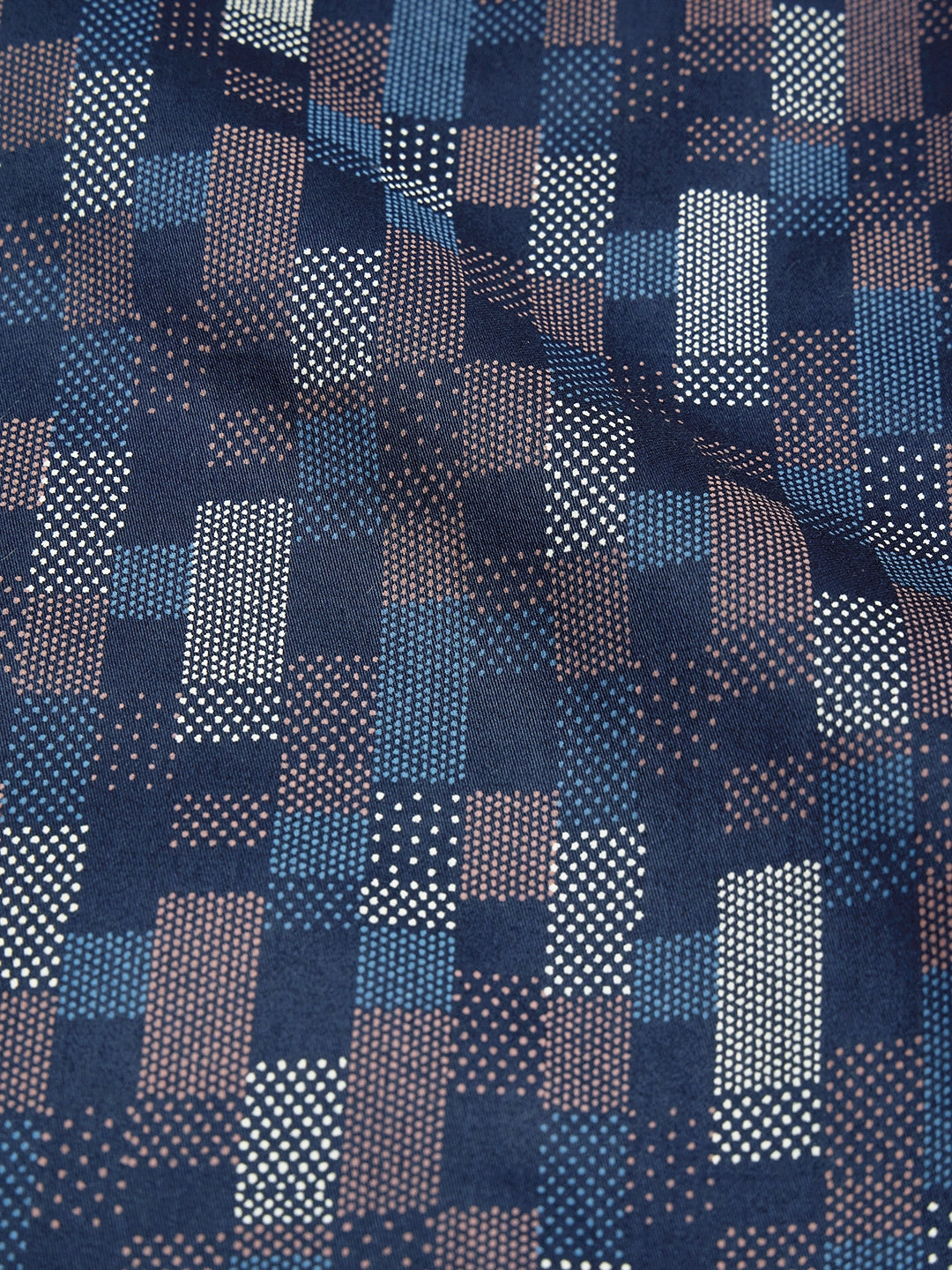 Regular Fit Formal Abstract Navy Blue Shirt For Men