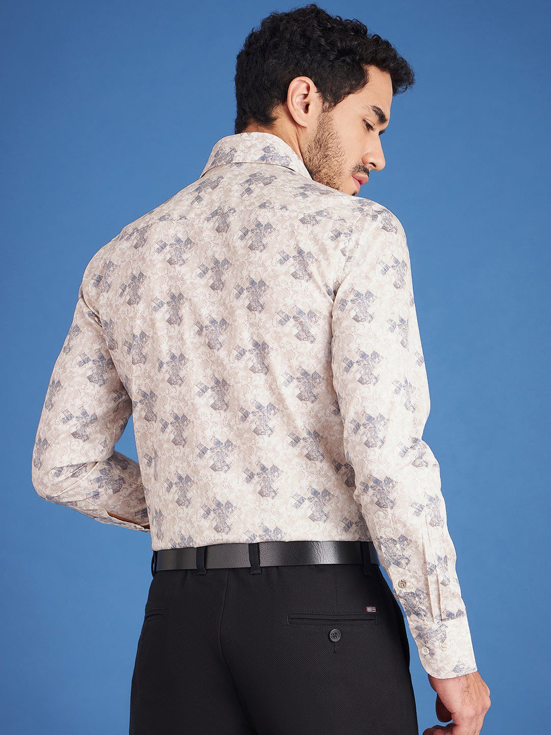 Regular Fit Formal Paisley Cream Shirt For Men