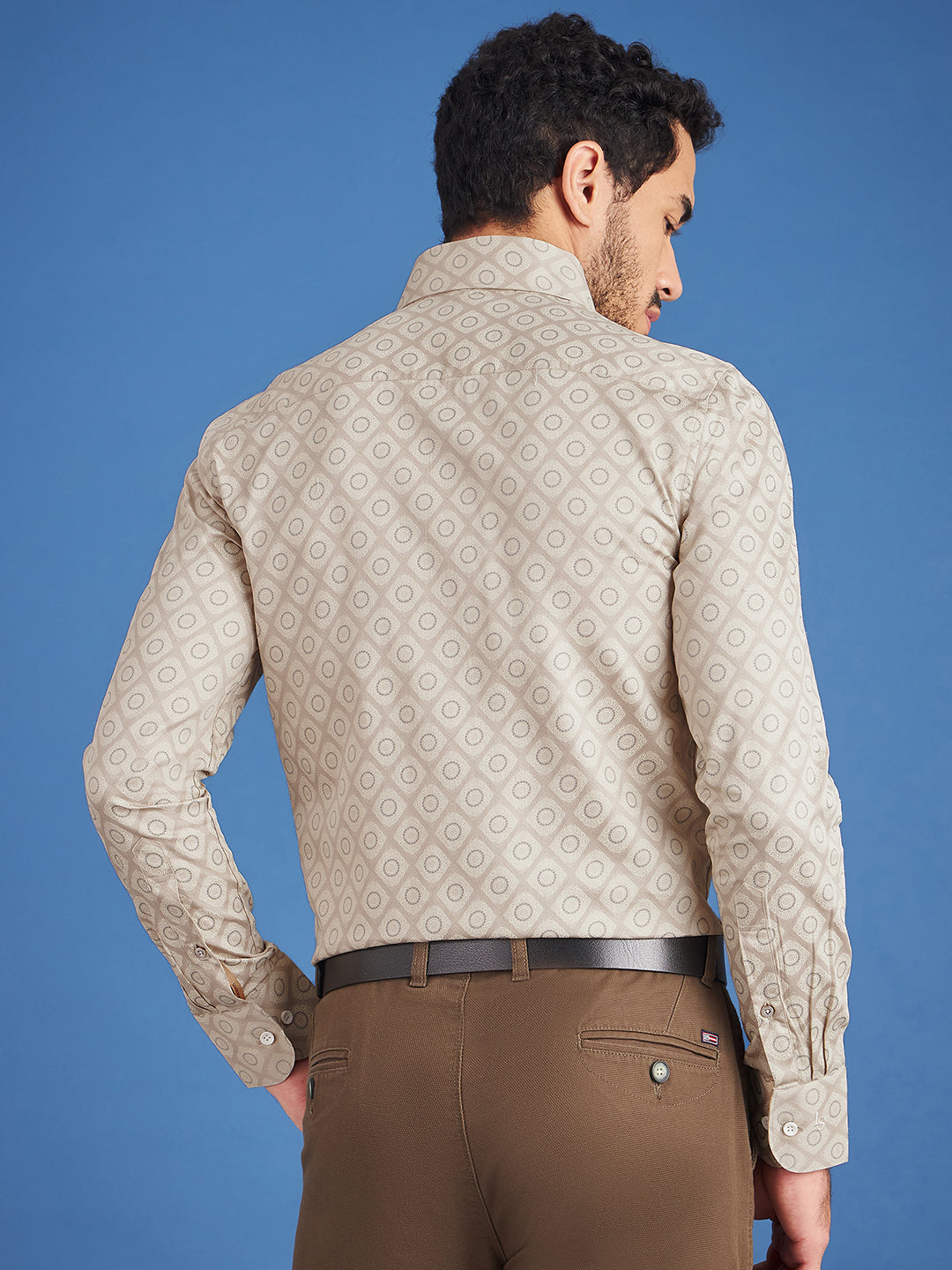 Regular Fit Formal Floral Cream Shirt For Men