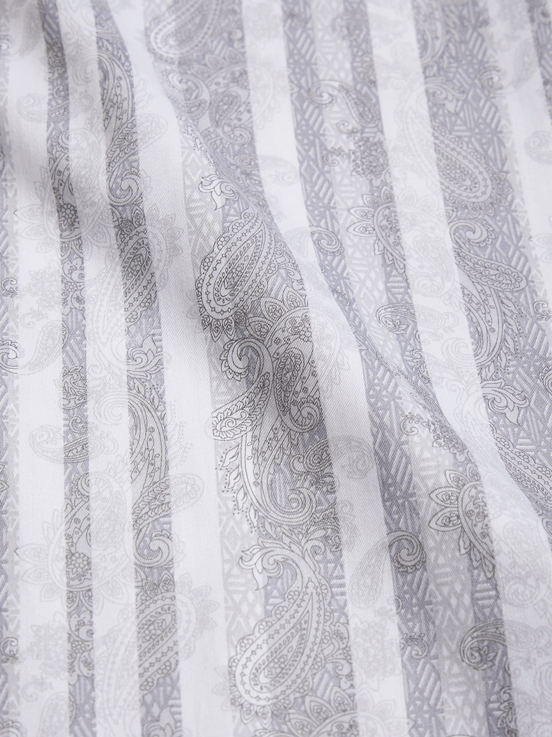Regular Fit Formal Paisley Grey Shirt For Men