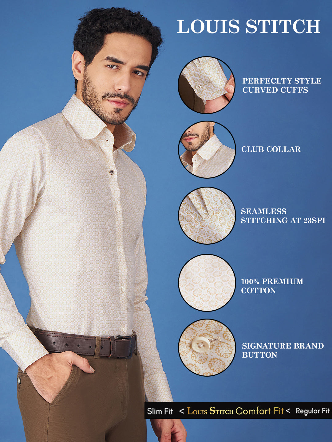 Regular Fit Formal Floral Yellow Shirt For Men