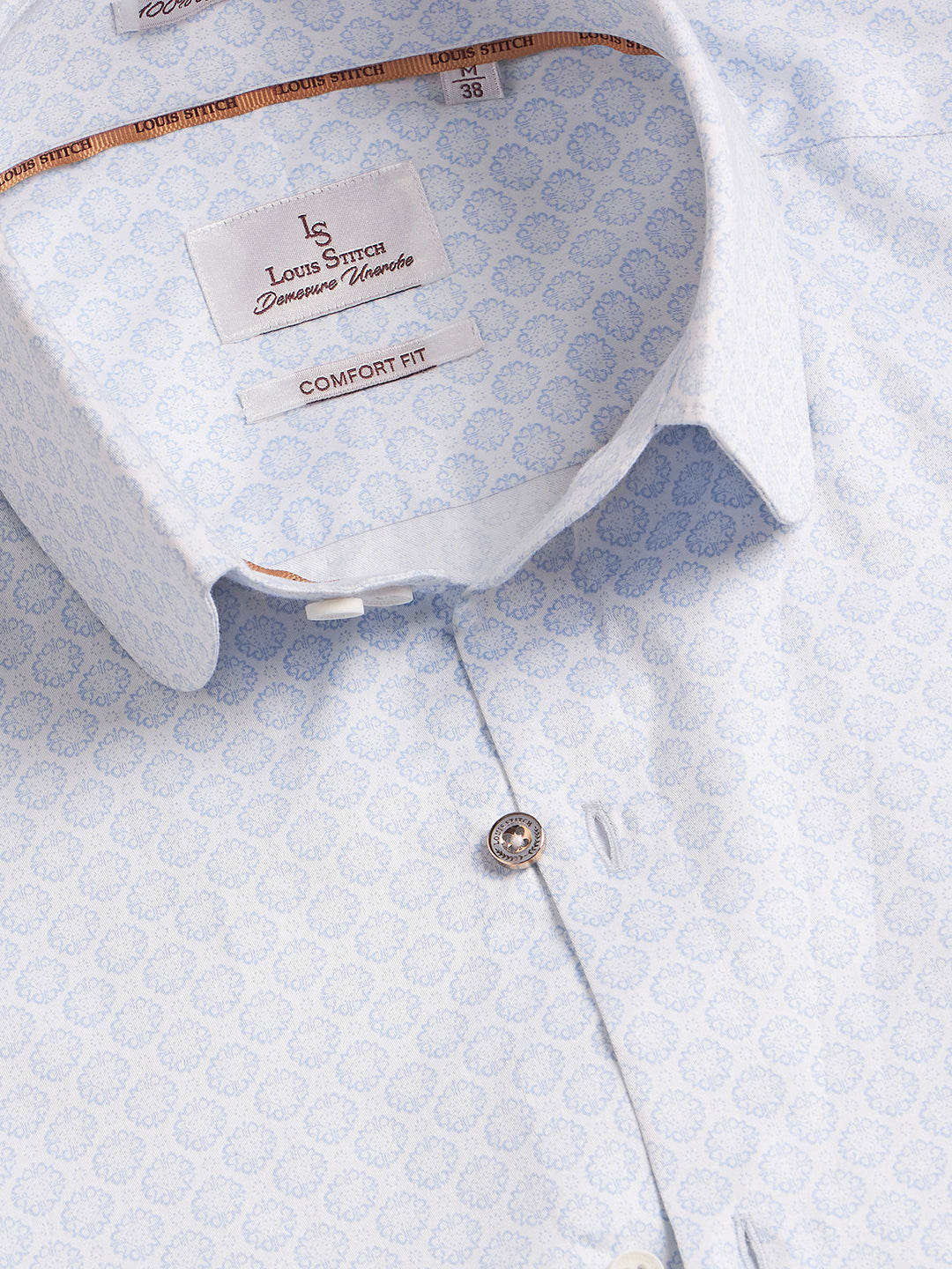 Regular Fit Formal Floral Blue Shirt For Men