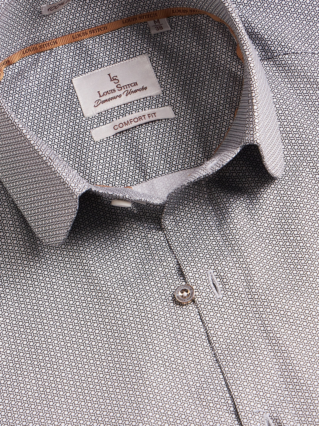 Regular Fit Formal Geometric Black Shirt For Men