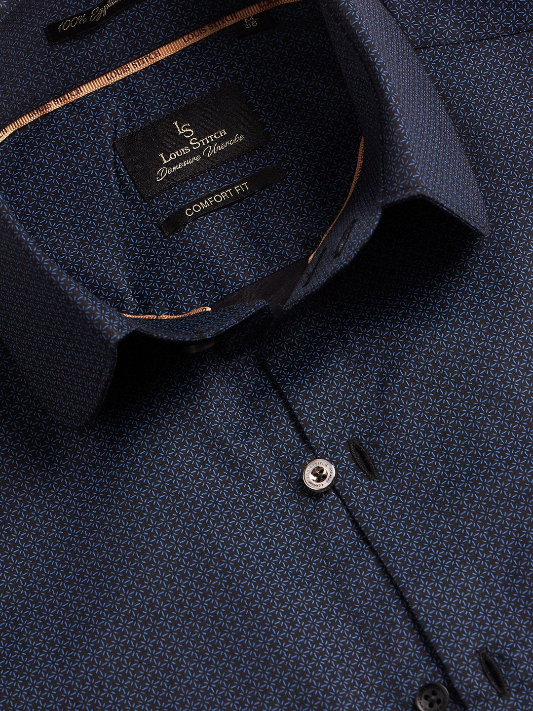 Regular Fit Formal Graphic Navy Blue Shirt For Men