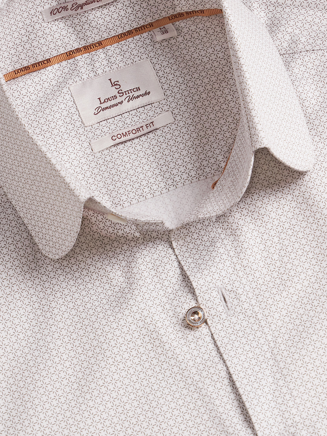 Regular Fit Formal Graphic White Shirt For Men