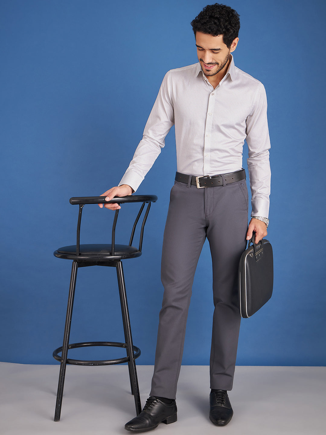 Regular Fit Formal Graphic White Shirt For Men