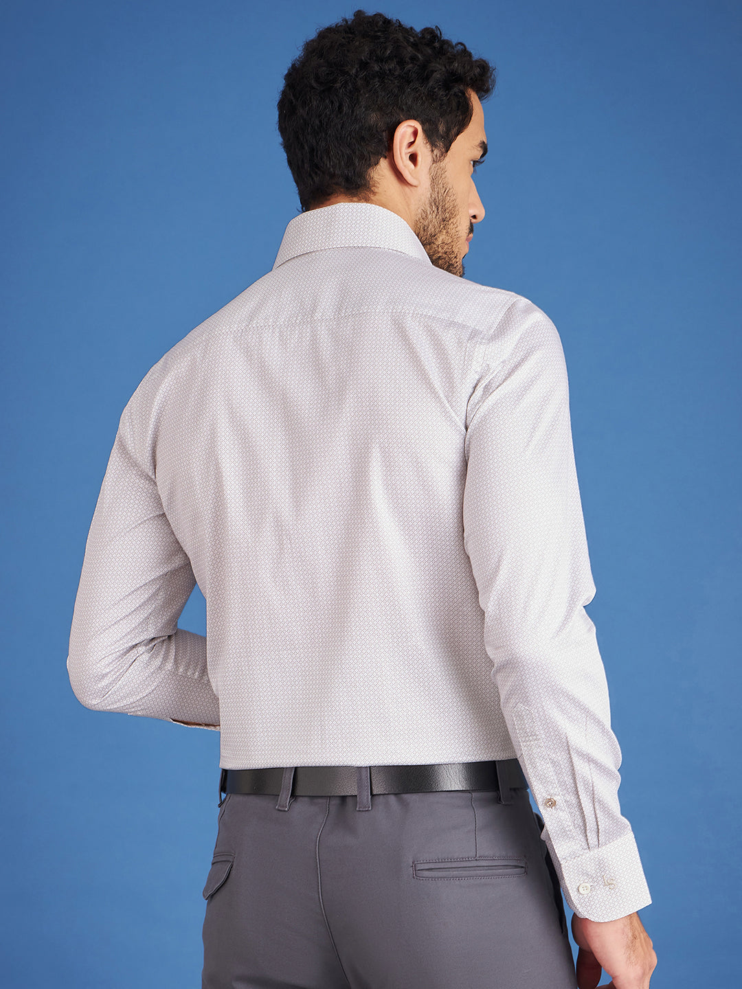 Regular Fit Formal Graphic White Shirt For Men