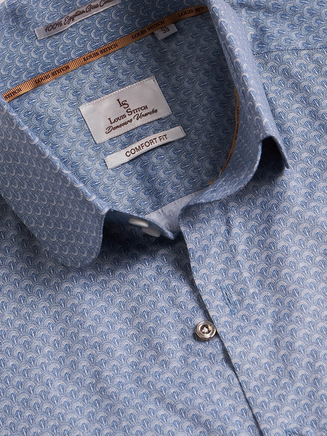 Regular Fit Formal Paisley Blue Shirt For Men