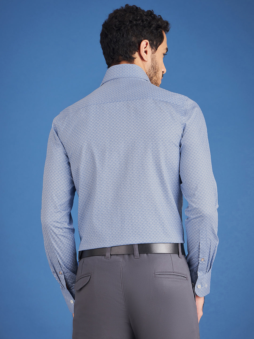 Regular Fit Formal Paisley Blue Shirt For Men