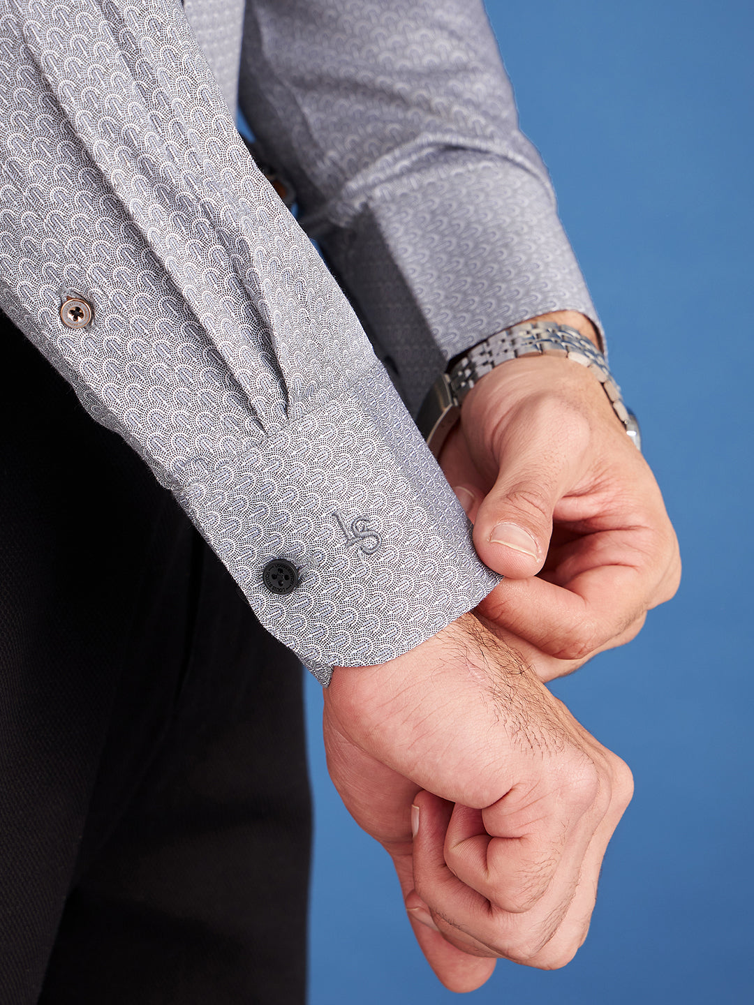Regular Fit Formal Paisley Grey Shirt For Men
