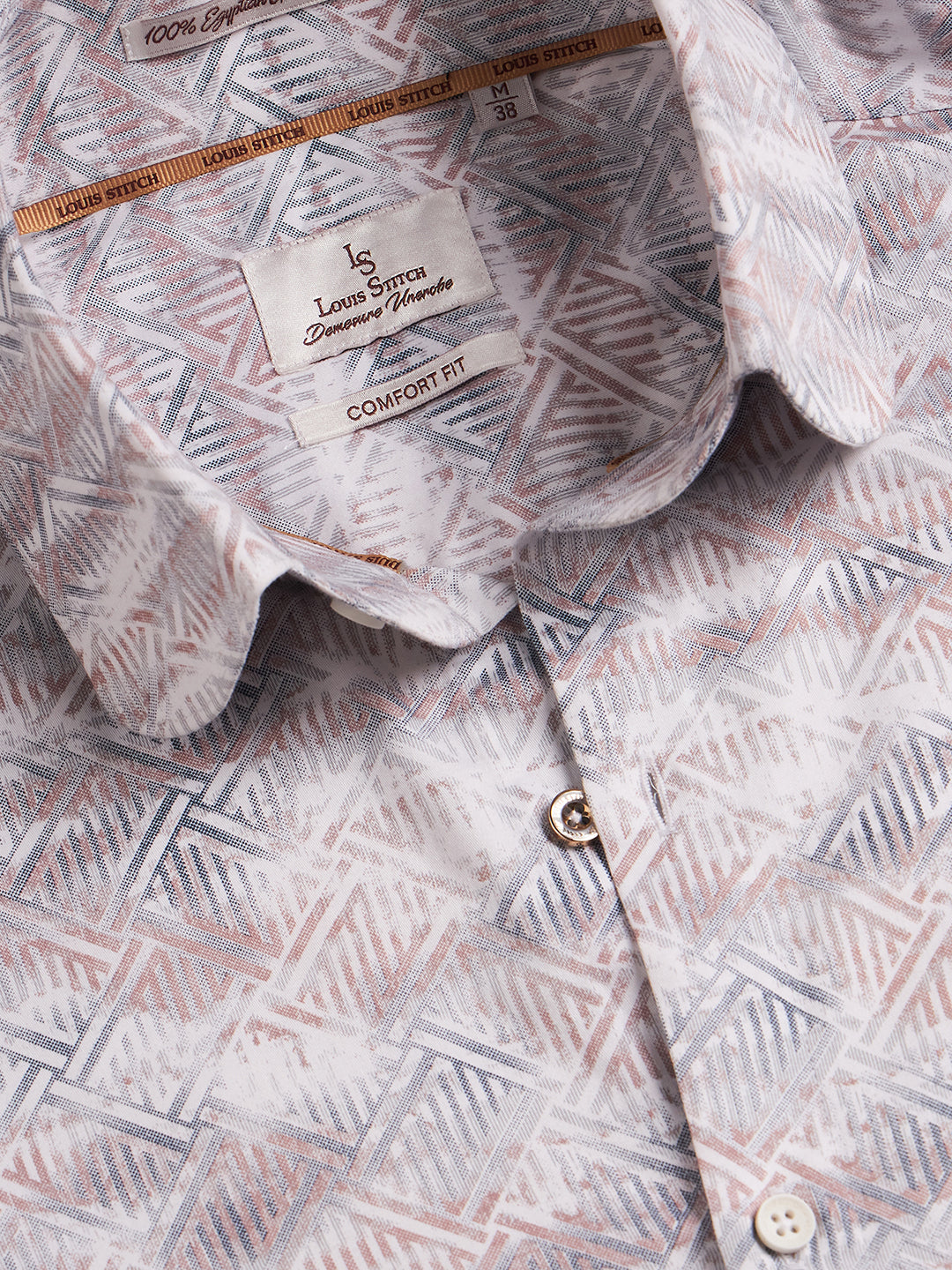 Regular Fit Formal Abstract Pink Shirt For Men