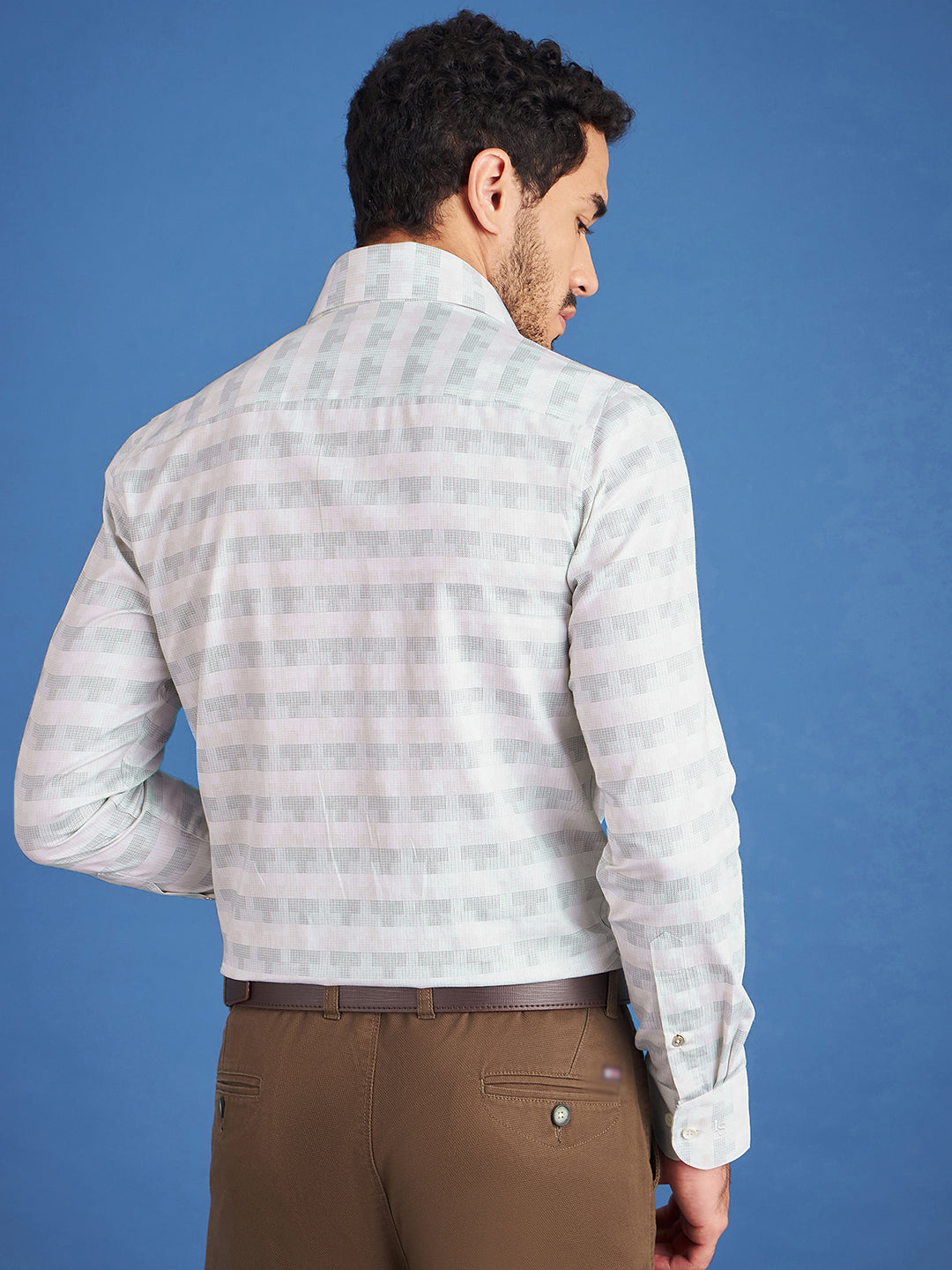 Regular Fit Formal Abstract Green Shirt For Men