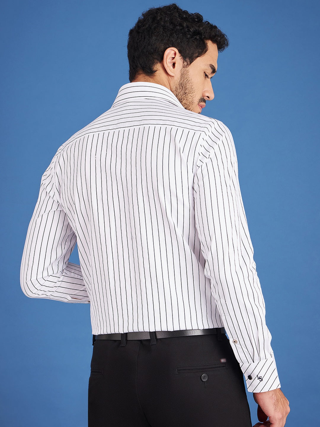 Regular Fit Formal Stripes White Shirt For Men