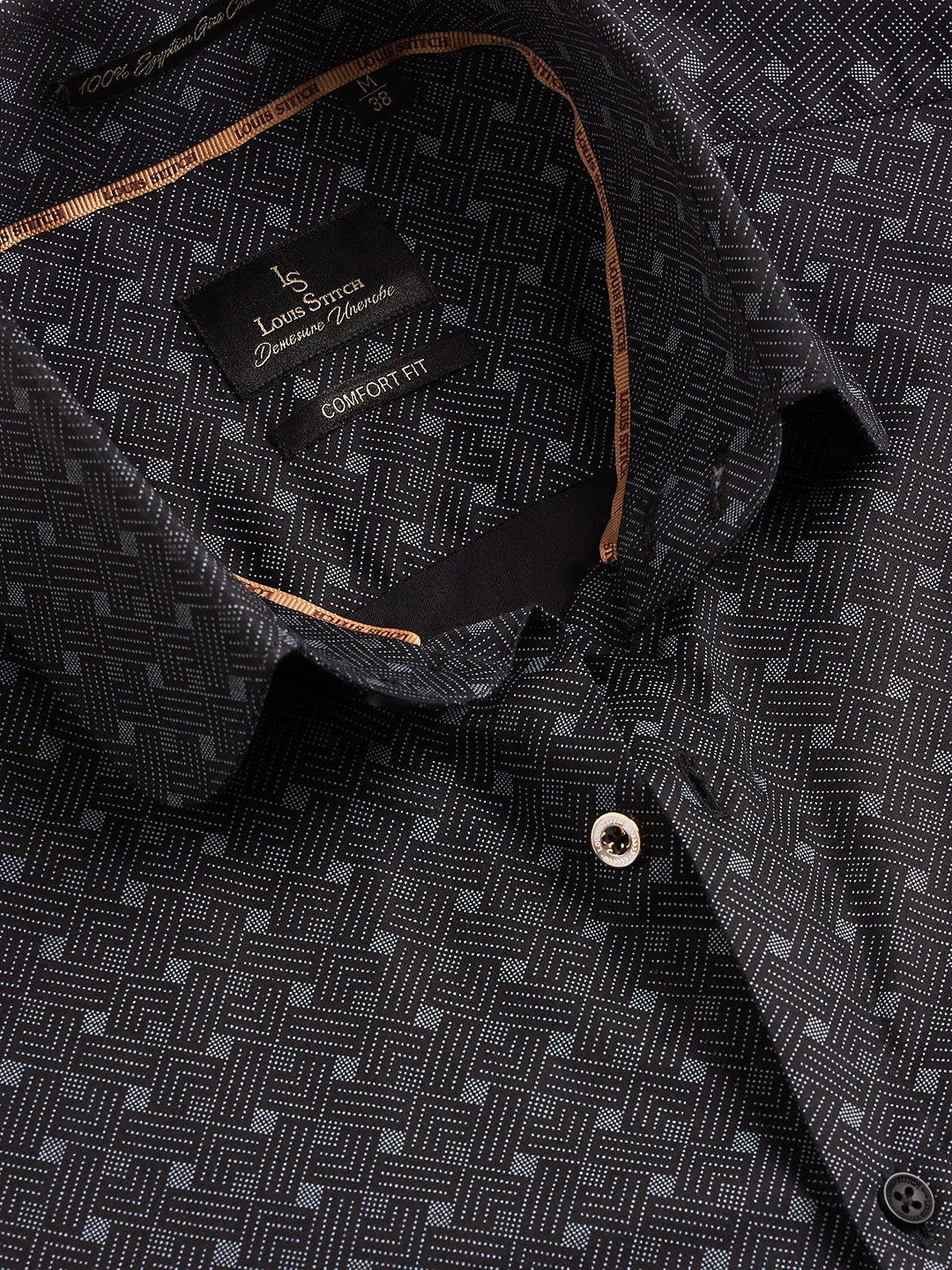 Regular Fit Formal Graphic Black Shirt For Men