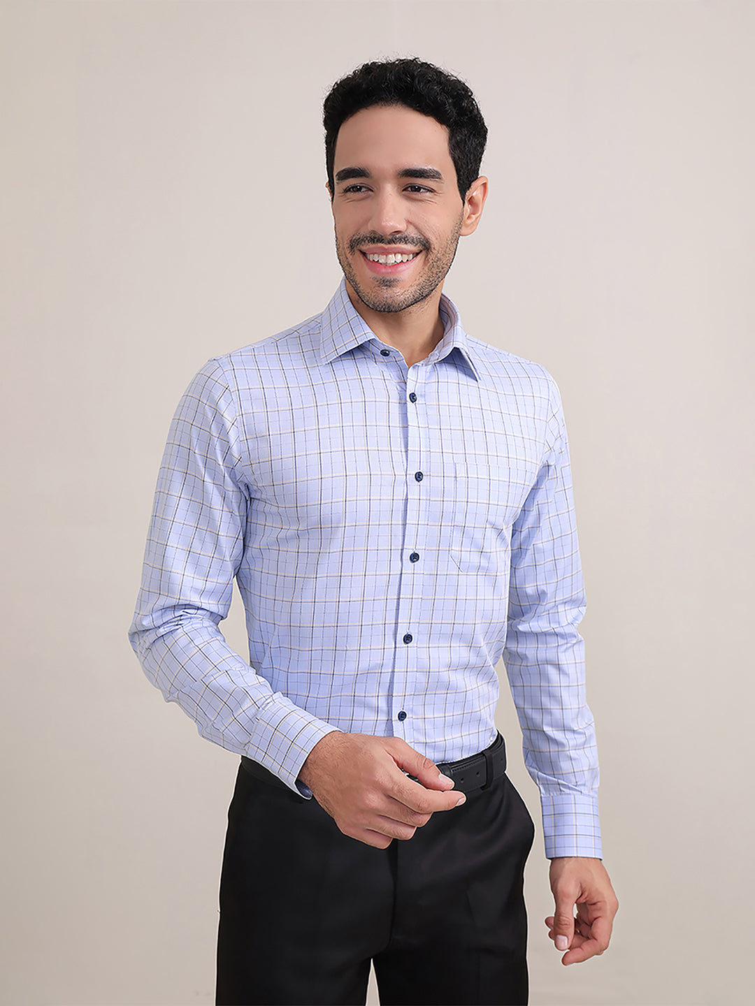 Regular Fit Formal Shirts For Men Perfectly Handfinished Collar & Cuffs