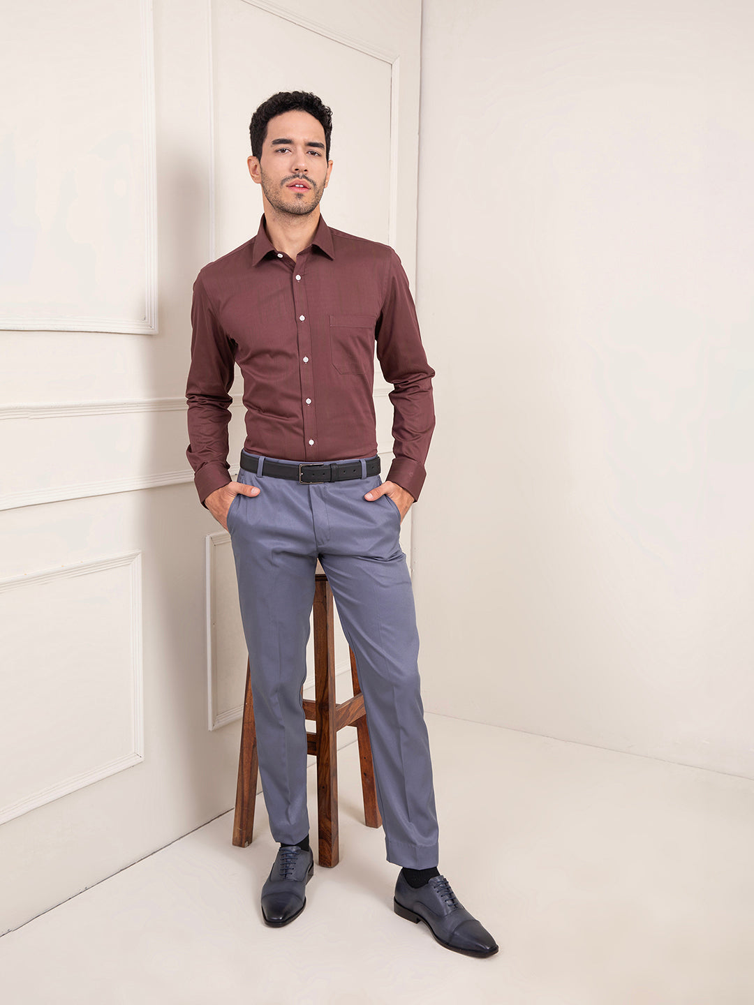 Regular Fit Formal Shirts For Men Perfectly Handfinished Collar & Cuffs