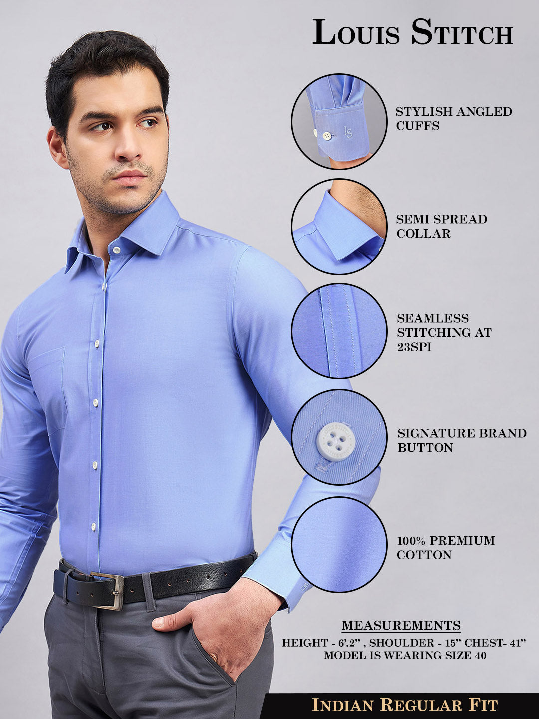 Regular Fit Formal Shirts For Men Perfectly Handfinished Collar & Cuffs