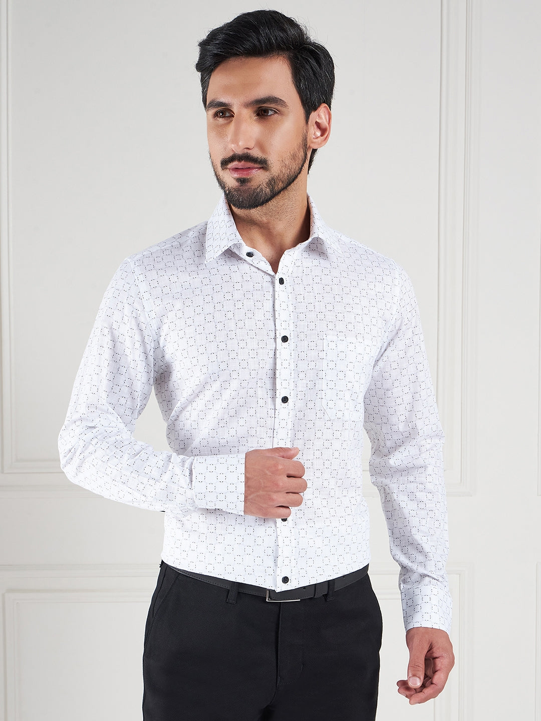 Regular Fit Geometric Multi-Color Shirt For Men