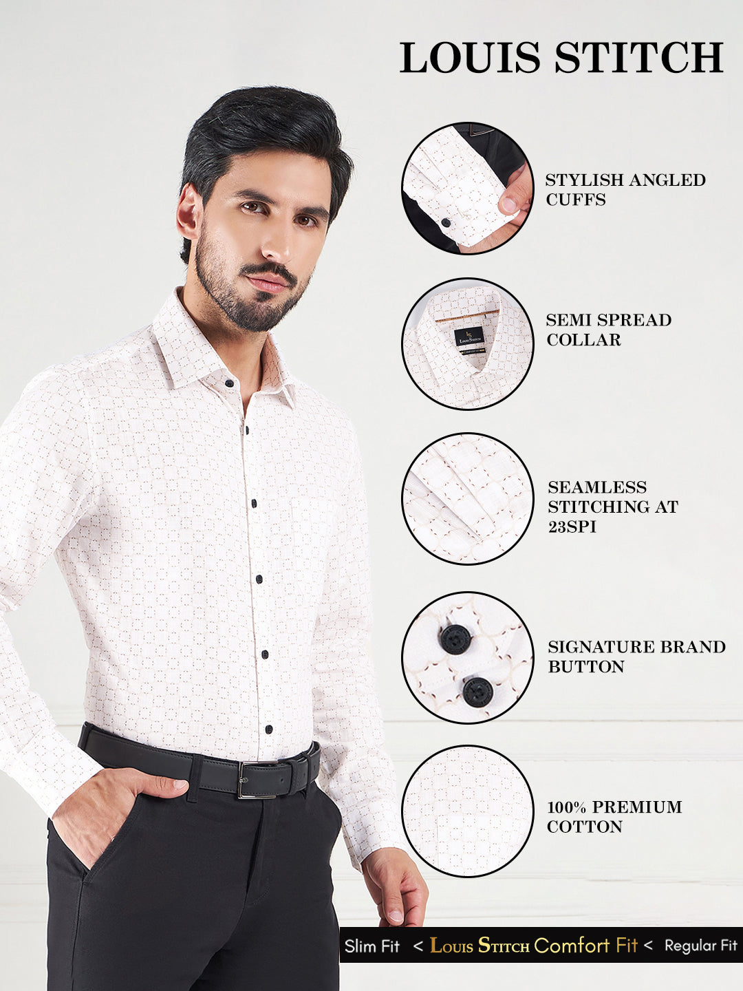 Regular Fit Geometric Multi-Color Shirt For Men