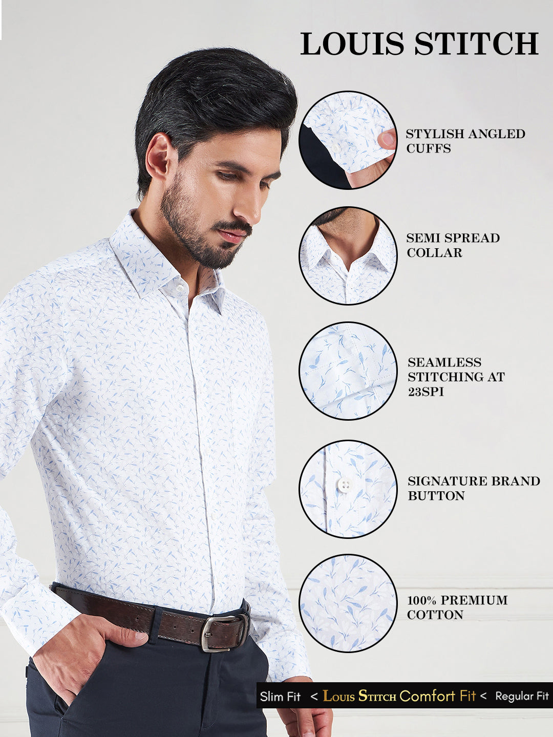 Regular Fit Floral Multi-Color Shirt For Men