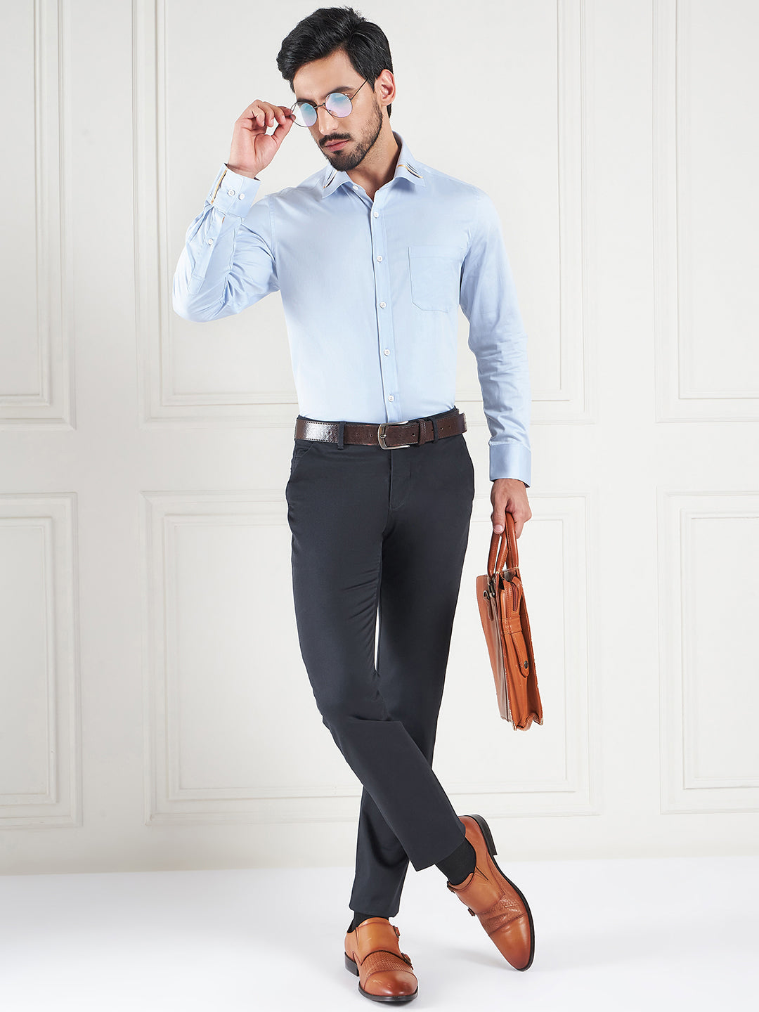 Regular Fit Solid Blue Shirt For Men