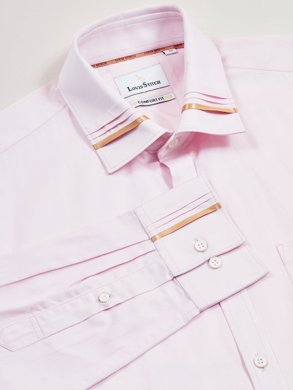 Regular Fit Solid Pink Shirt For Men