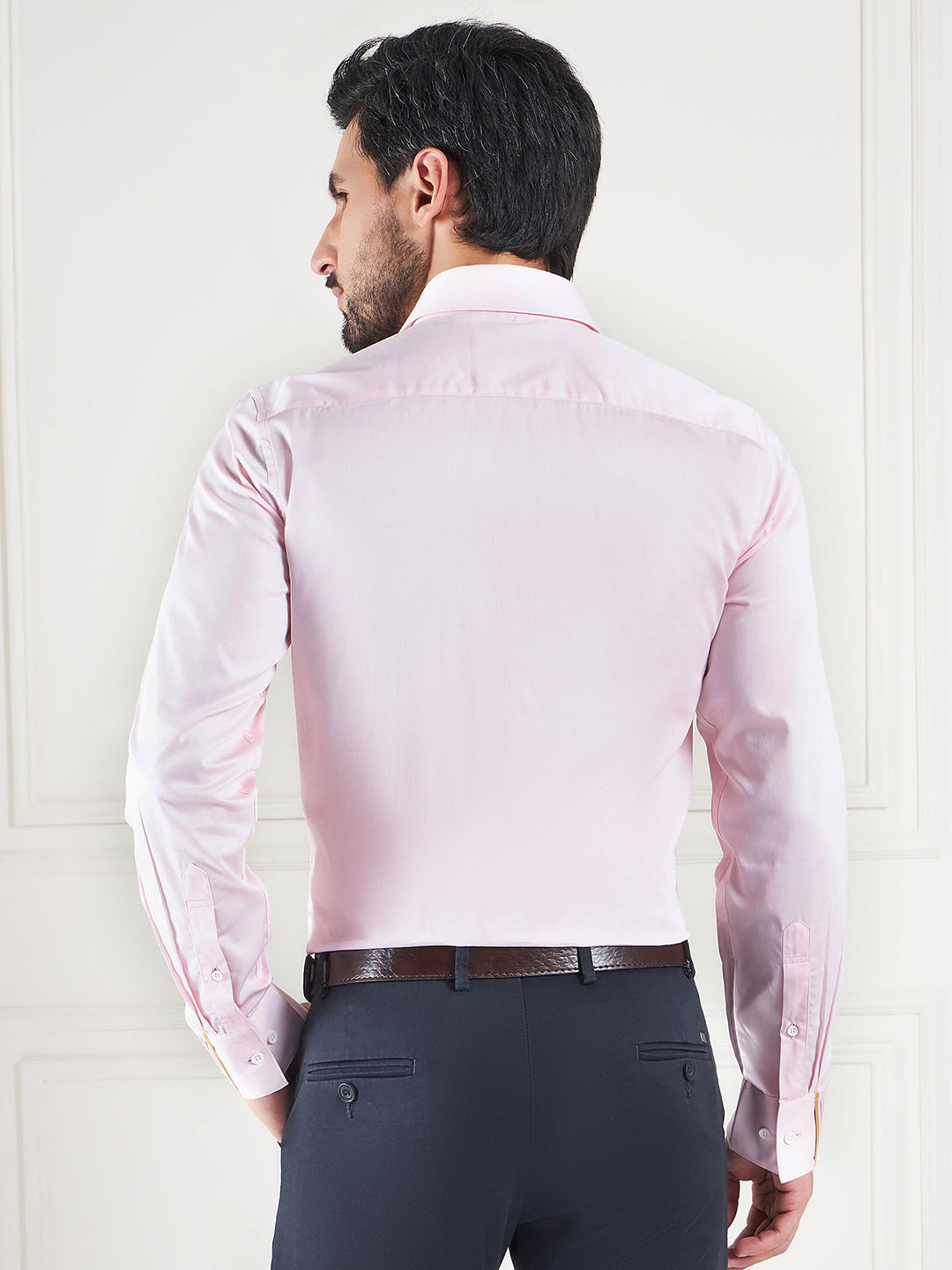 Regular Fit Solid Pink Shirt For Men
