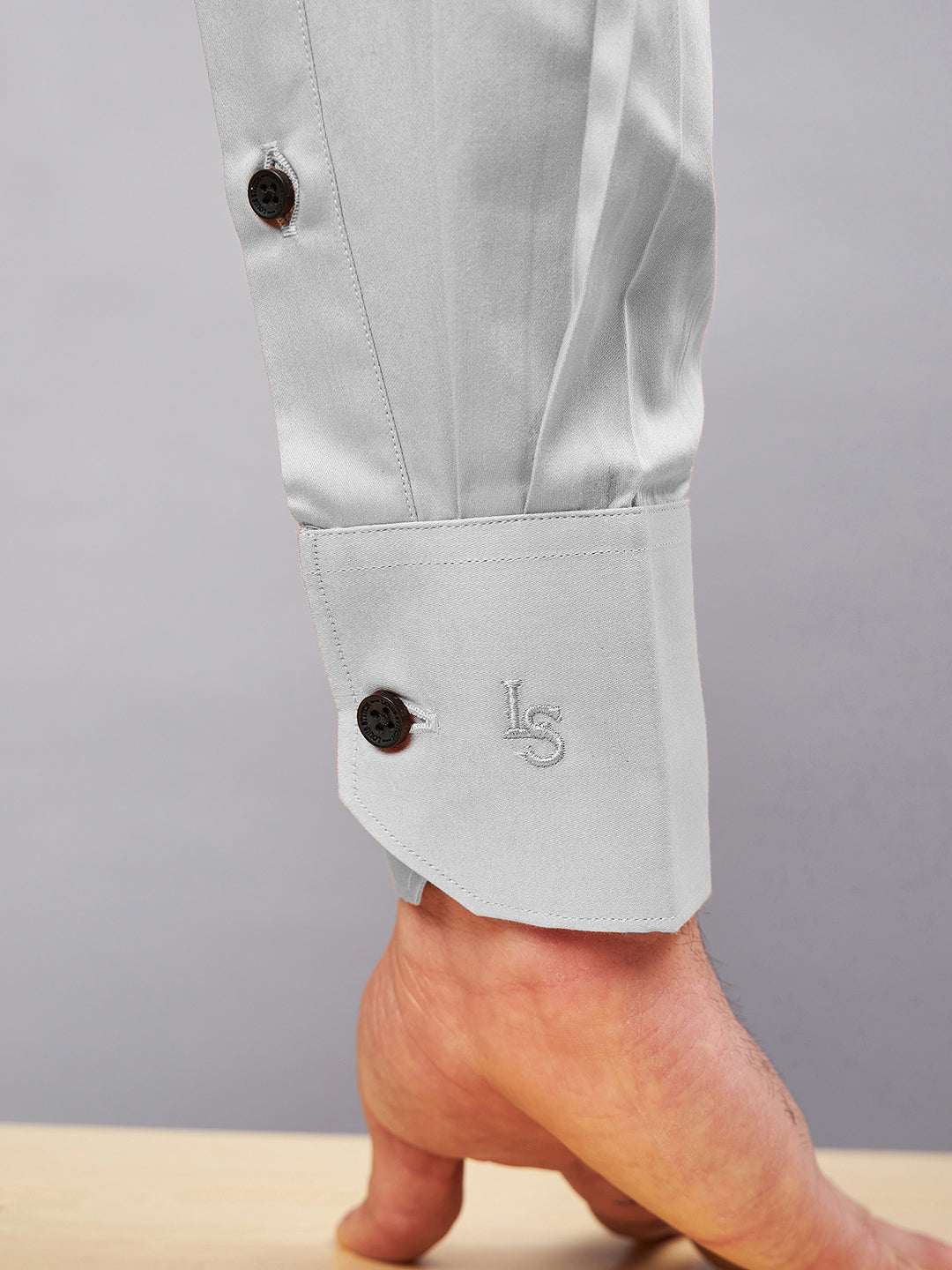 Regular Fit Semi Formal Solid Grey Shirt For Men