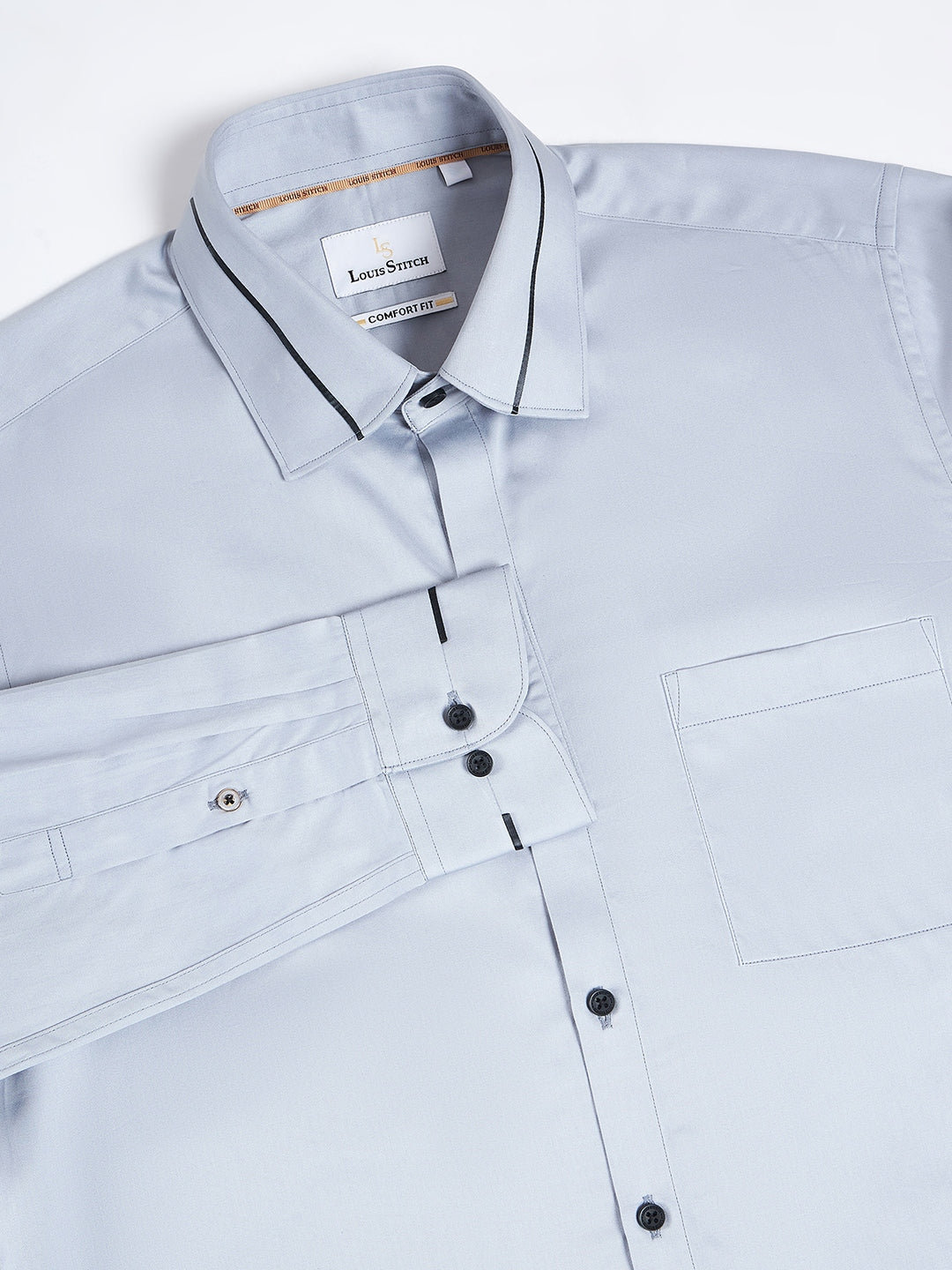 Regular Fit Solid Grey Shirt For Men