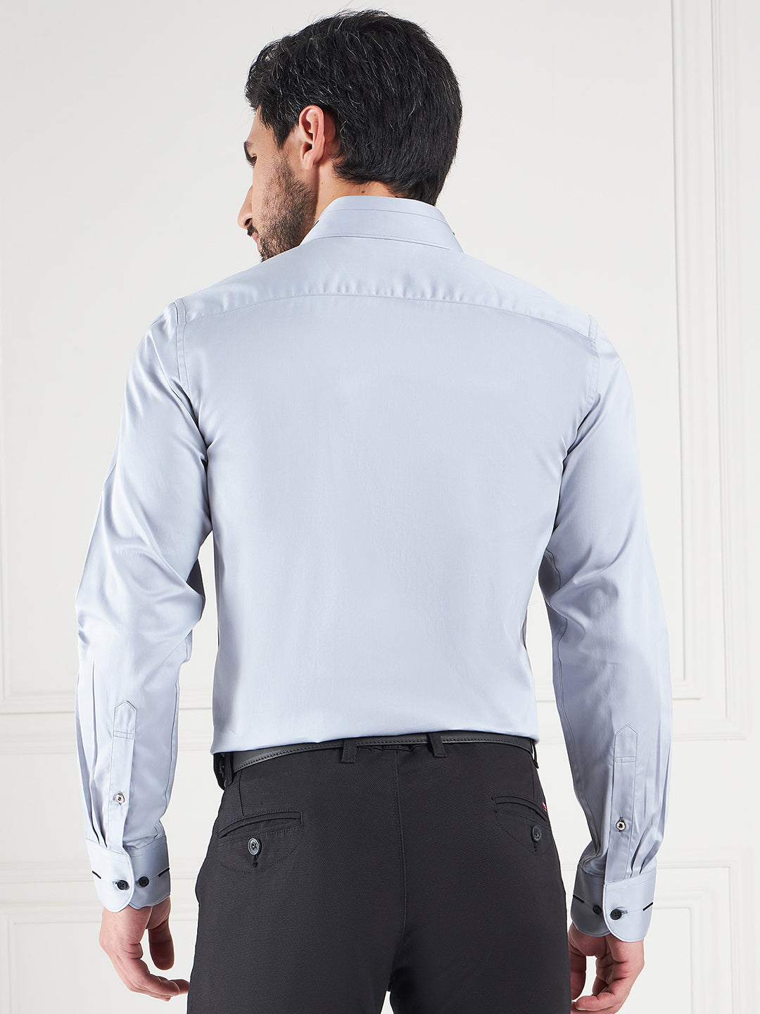 Regular Fit Solid Grey Shirt For Men