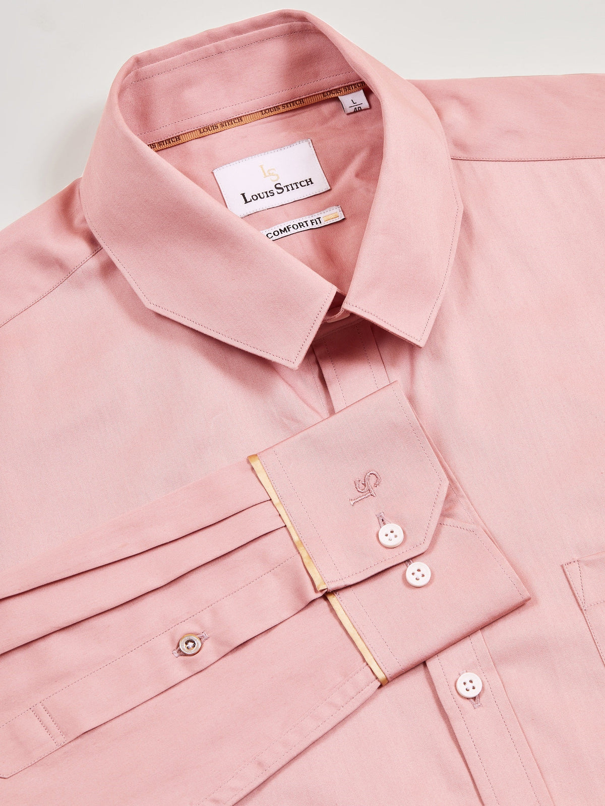 Regular Fit Solid Pink Shirt For Men