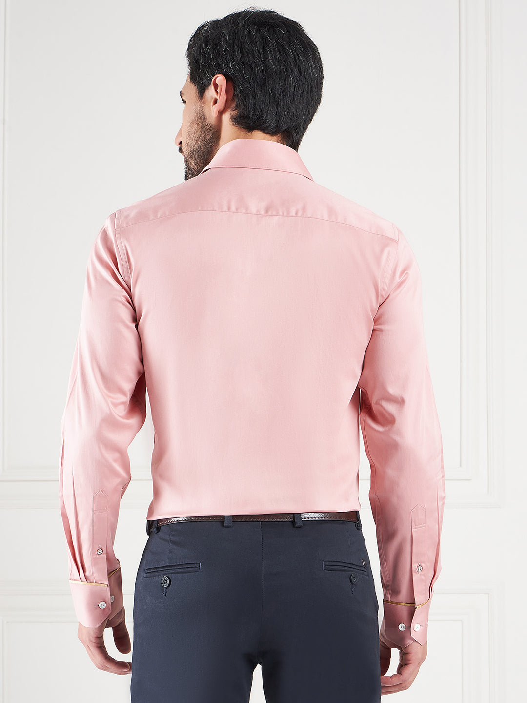 Regular Fit Solid Pink Shirt For Men