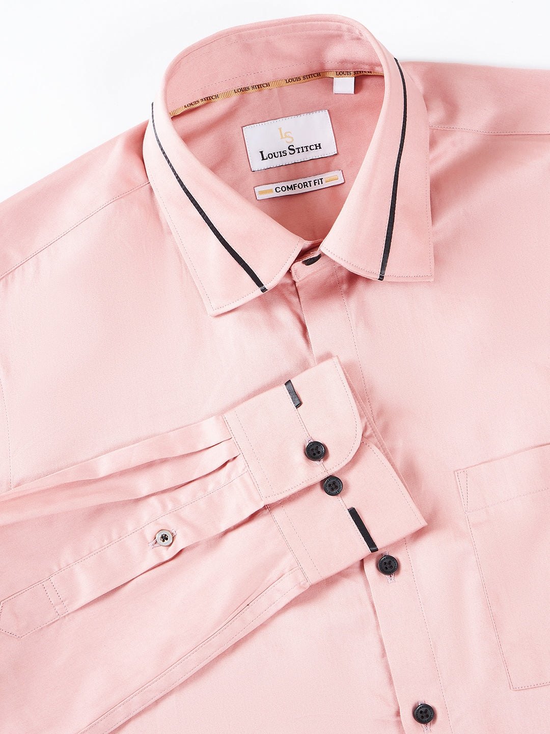 Regular Fit Solid Pink Shirt For Men