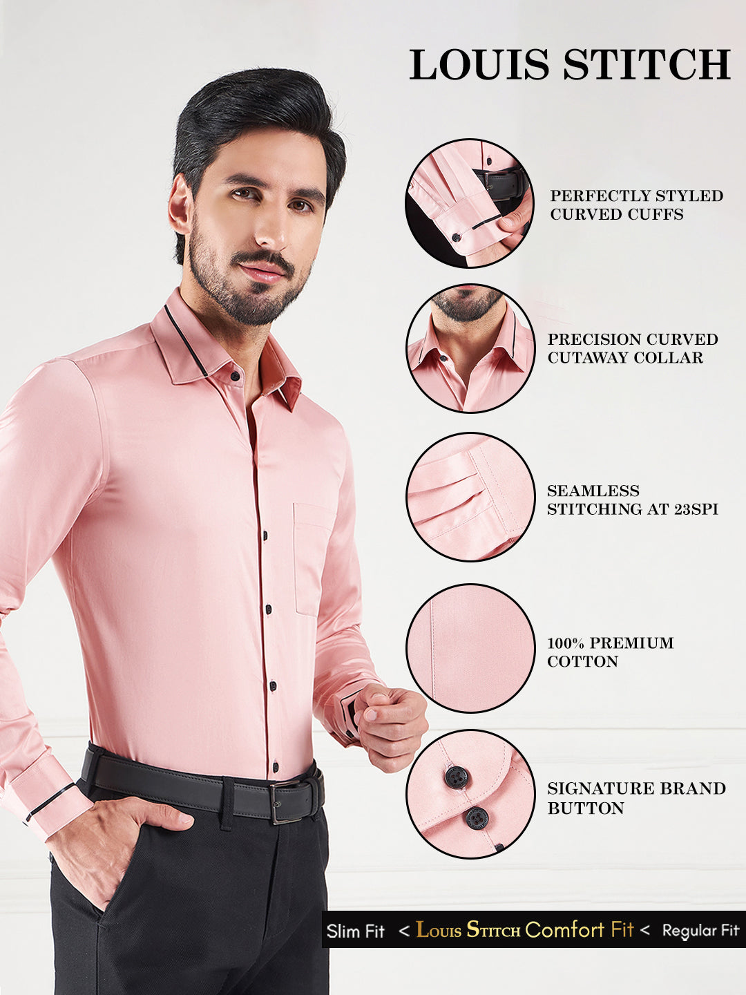 Regular Fit Solid Pink Shirt For Men