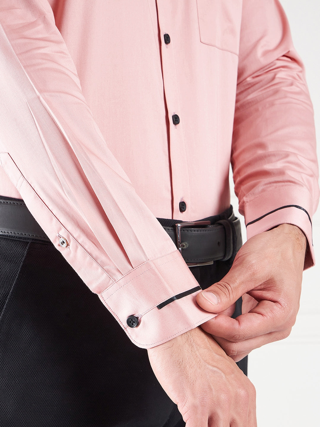 Regular Fit Solid Pink Shirt For Men
