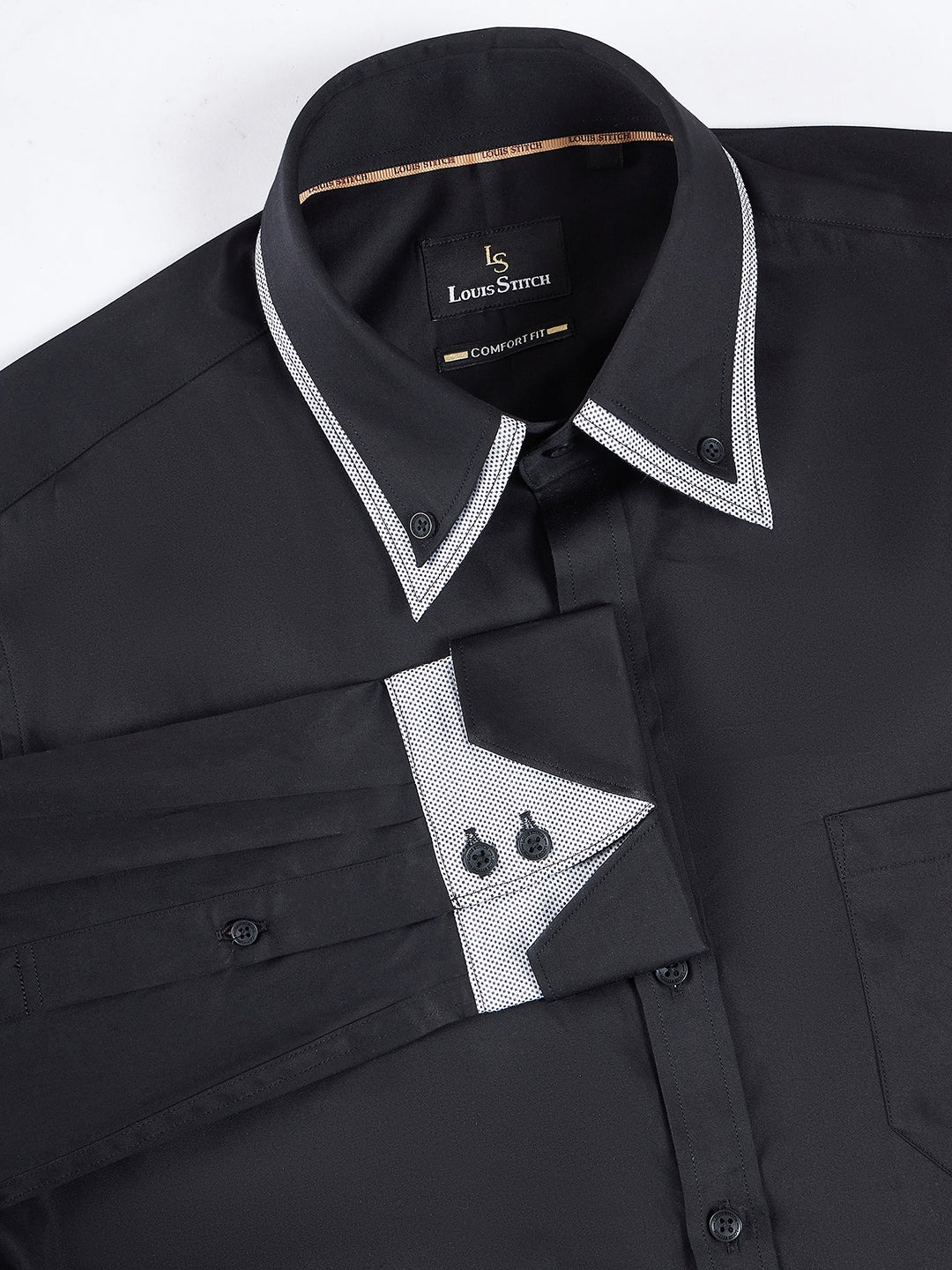 Regular Fit Solid Black Shirt For Men